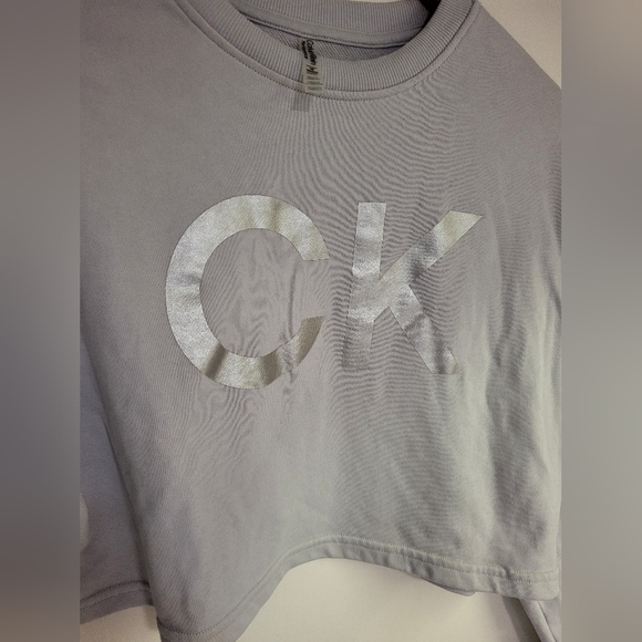Calvin Klein Women's Light Gray Cropped Hoodie - Picture 3 of 3